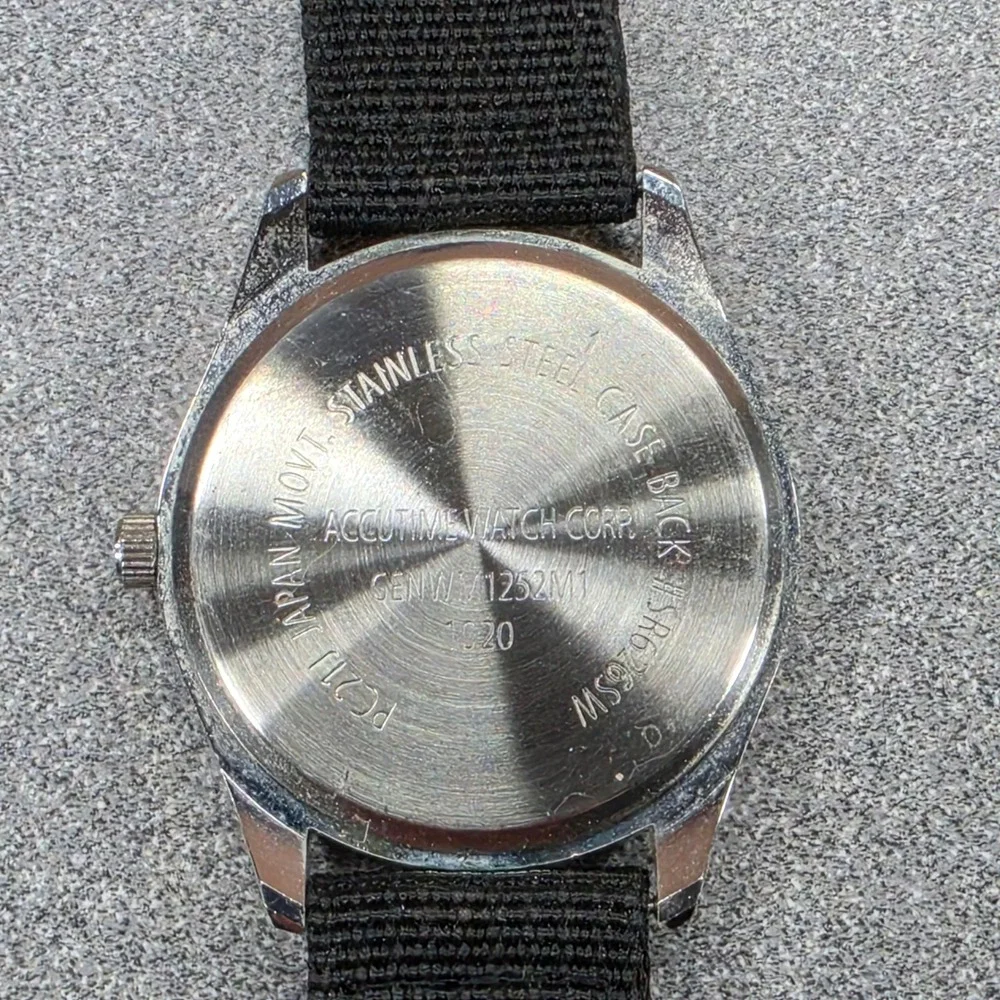 Accutime Field Watch Mens OS Black Excellent Nylon Strap GENW71252M1 Quartz